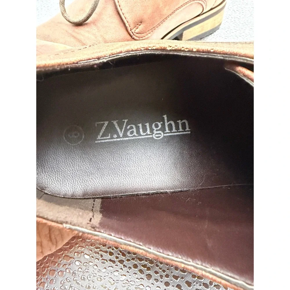 Z.Vaughn Mens Brown Plain Toe Derby Shoes Lace Up Dress Oxfords Size 8